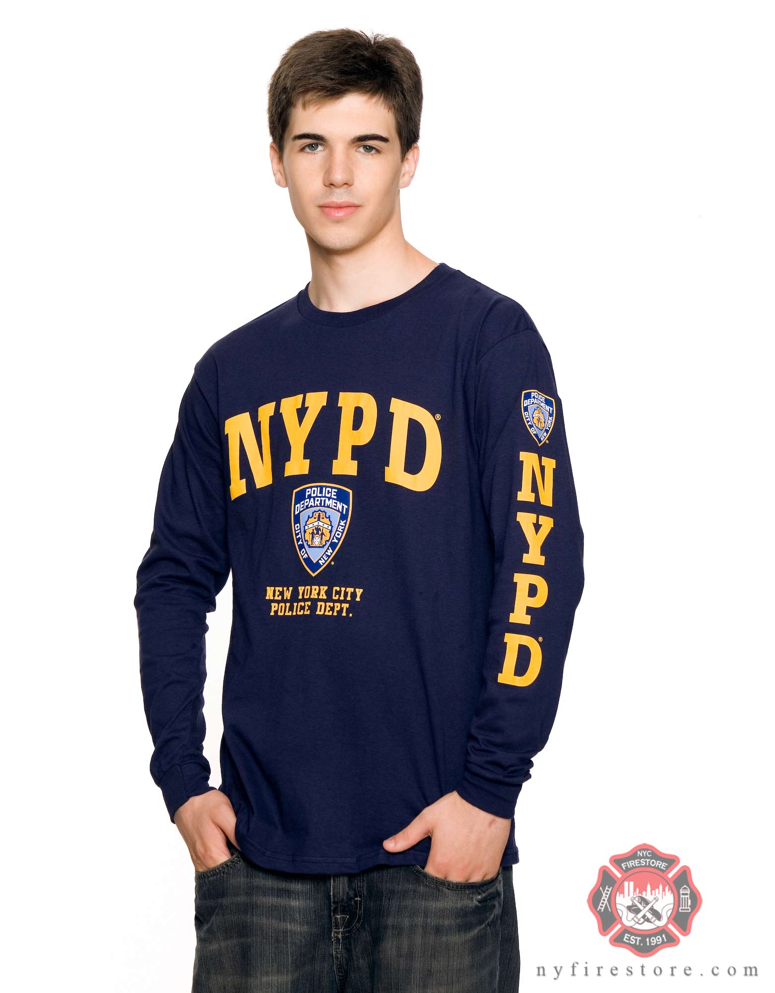 NYPD Long Sleeve Navy T Shirt